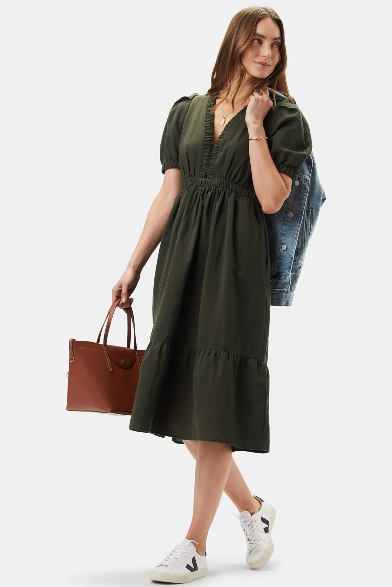 Amour Vert Danielle Cotton Linen Dress- Dresses|Clearance