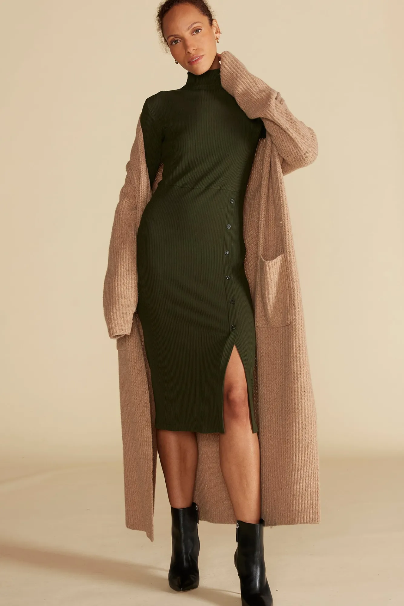 Amour Vert Angeline Paris Rib Midi Dress- Dresses