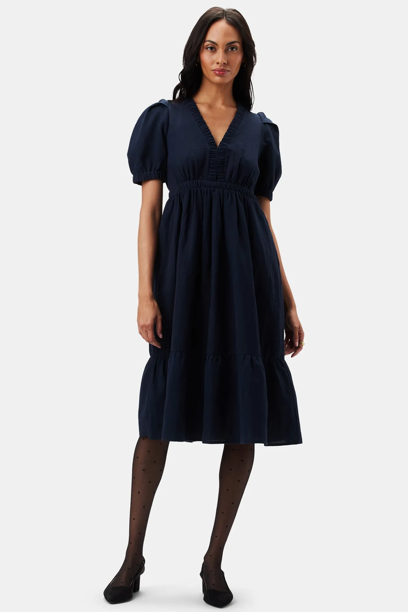 Amour Vert Danielle Cotton Linen Dress- Dresses|Clearance