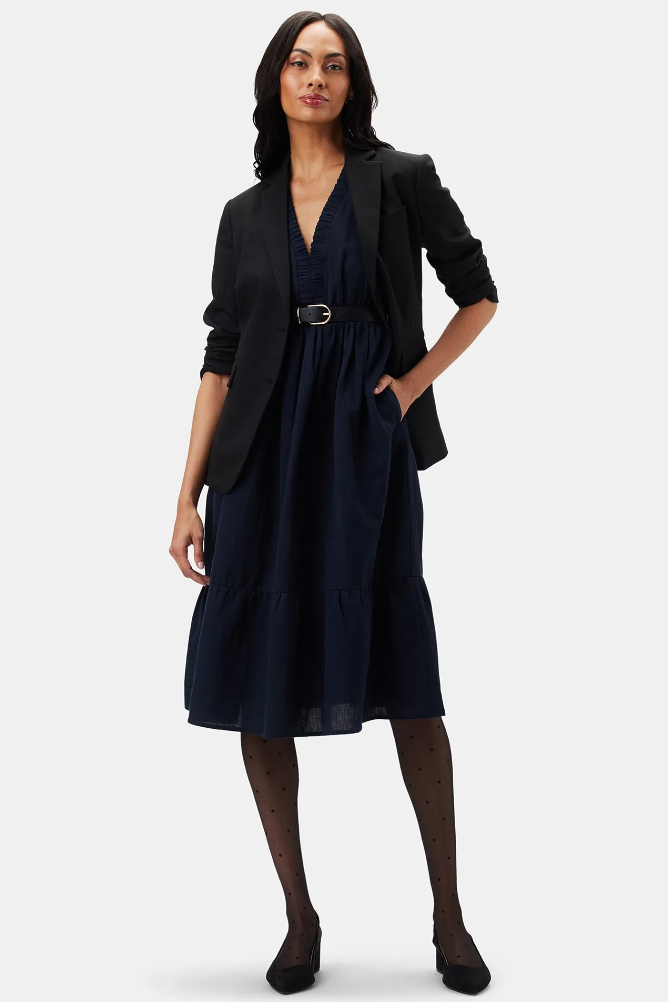 Amour Vert Danielle Cotton Linen Dress- Dresses|Clearance