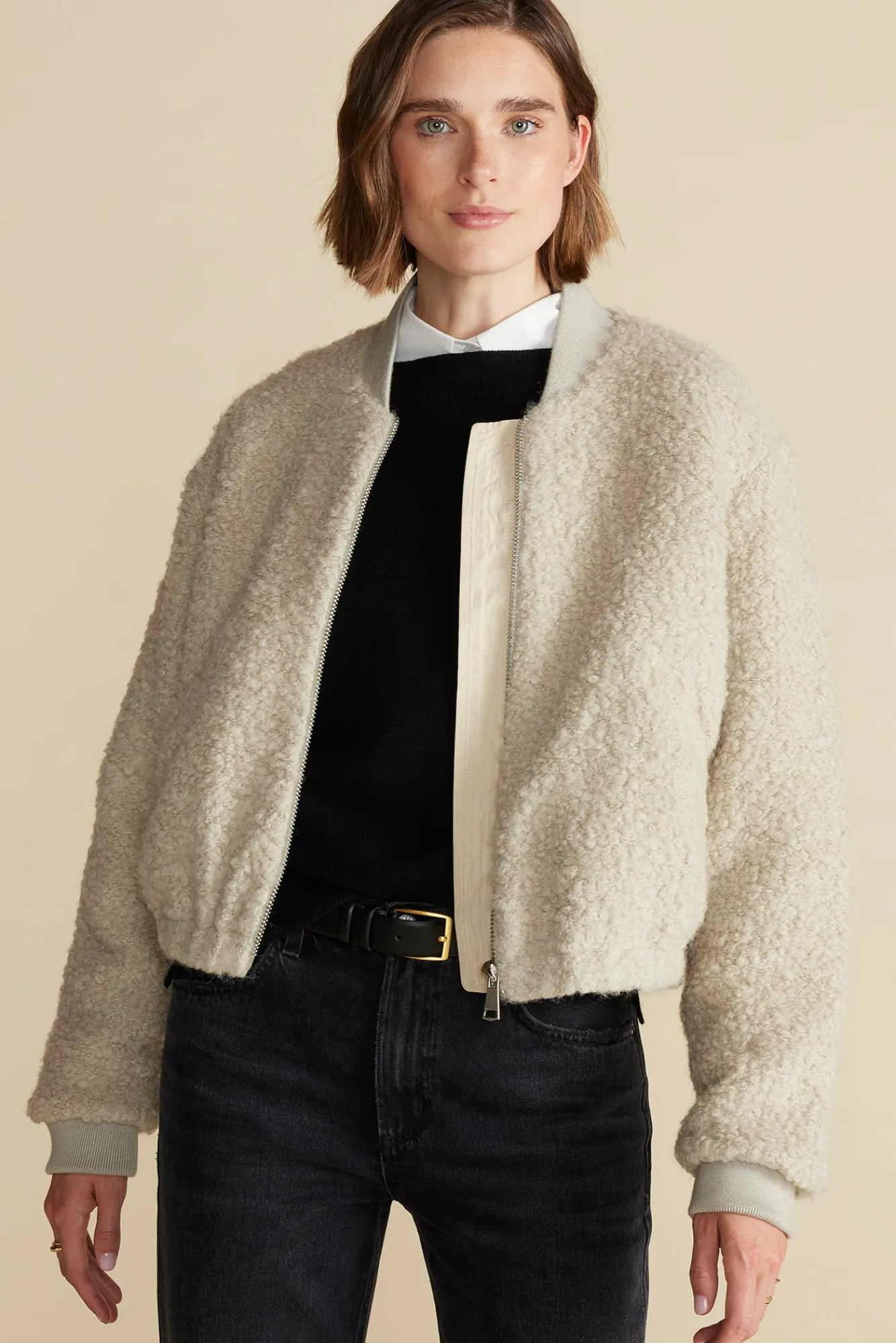 Amour Vert Jarrel Sherpa Bomber Jacket- Jackets & Outerwear|Clearance