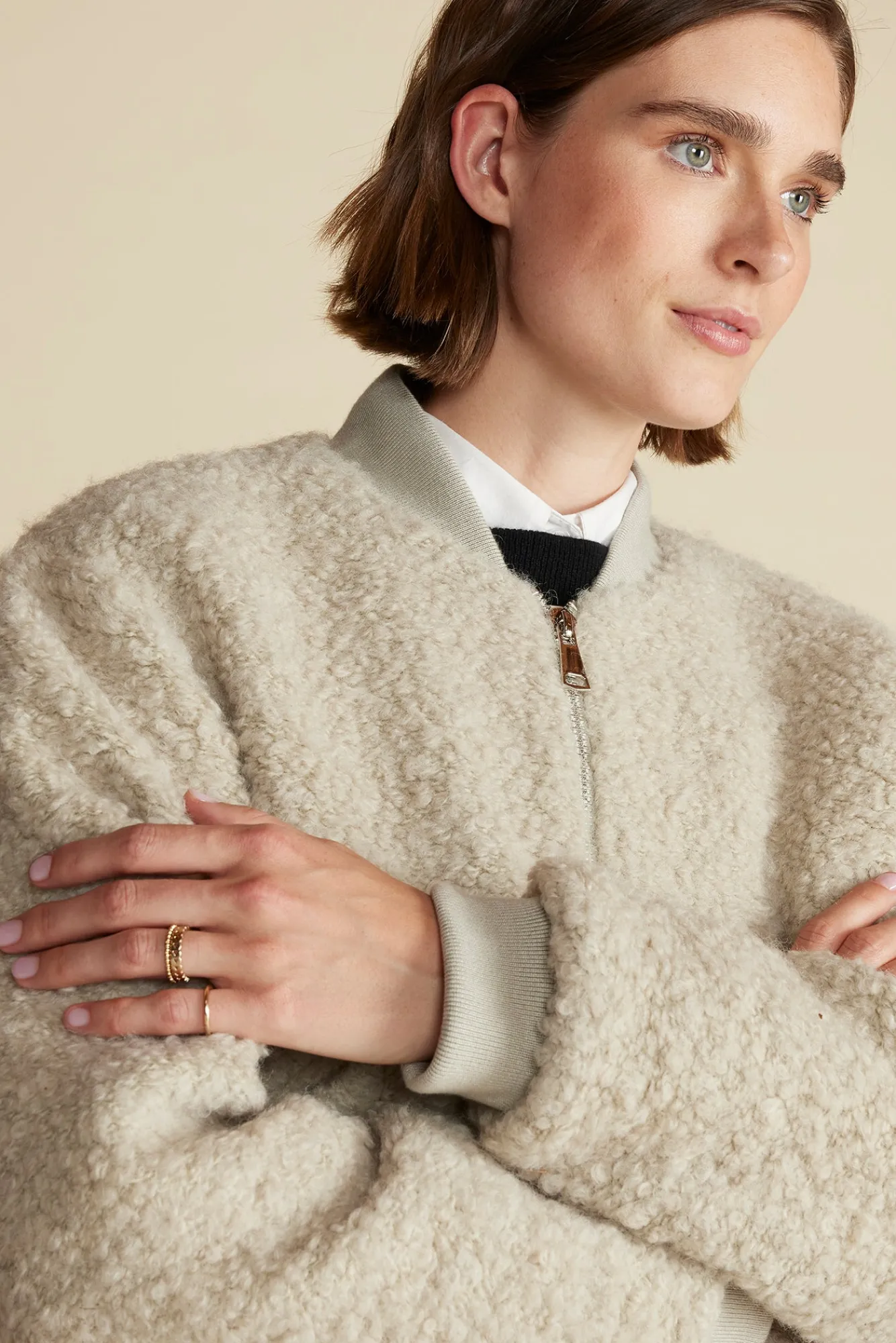 Amour Vert Jarrel Sherpa Bomber Jacket- Jackets & Outerwear|Clearance