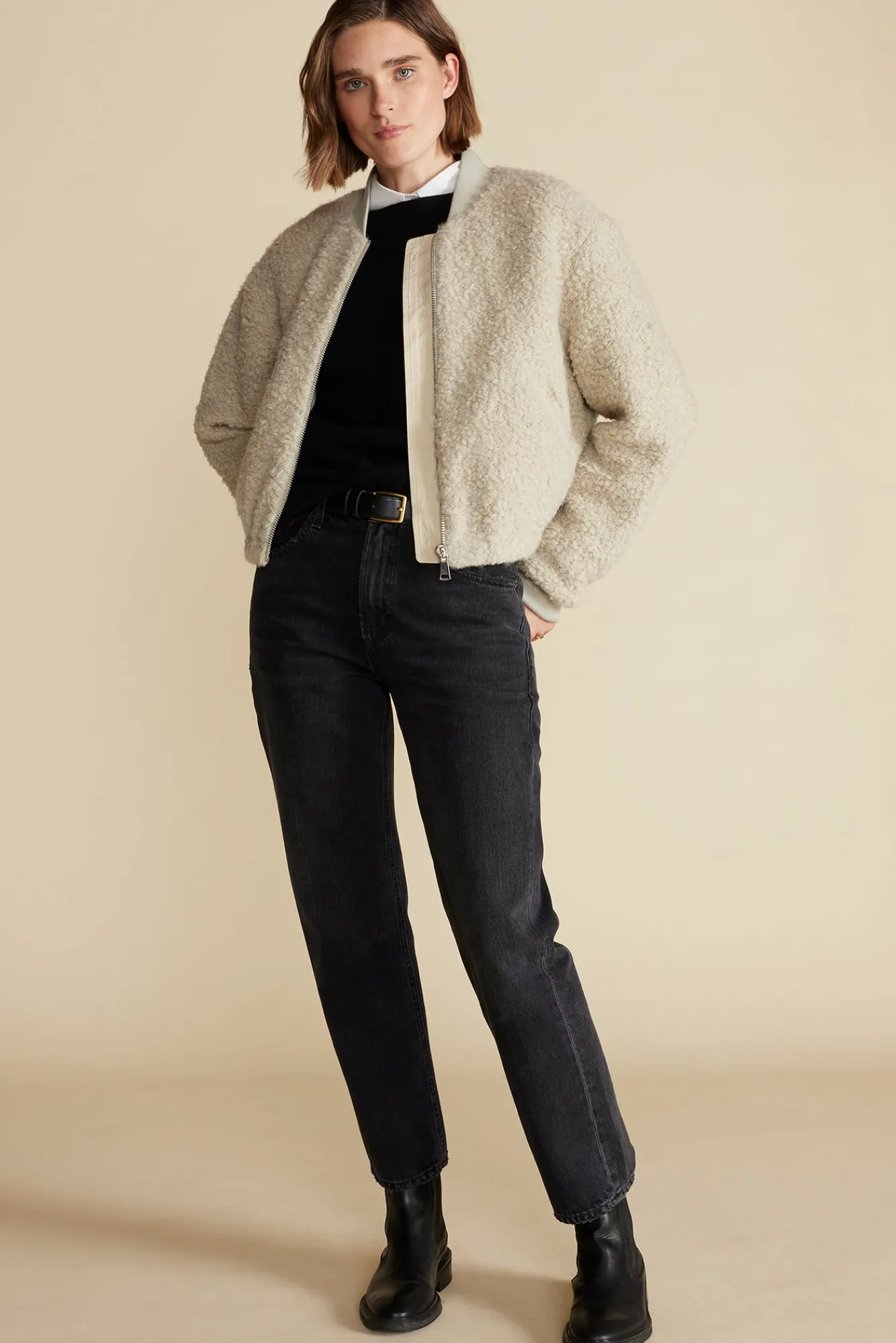 Amour Vert Jarrel Sherpa Bomber Jacket- Jackets & Outerwear|Clearance