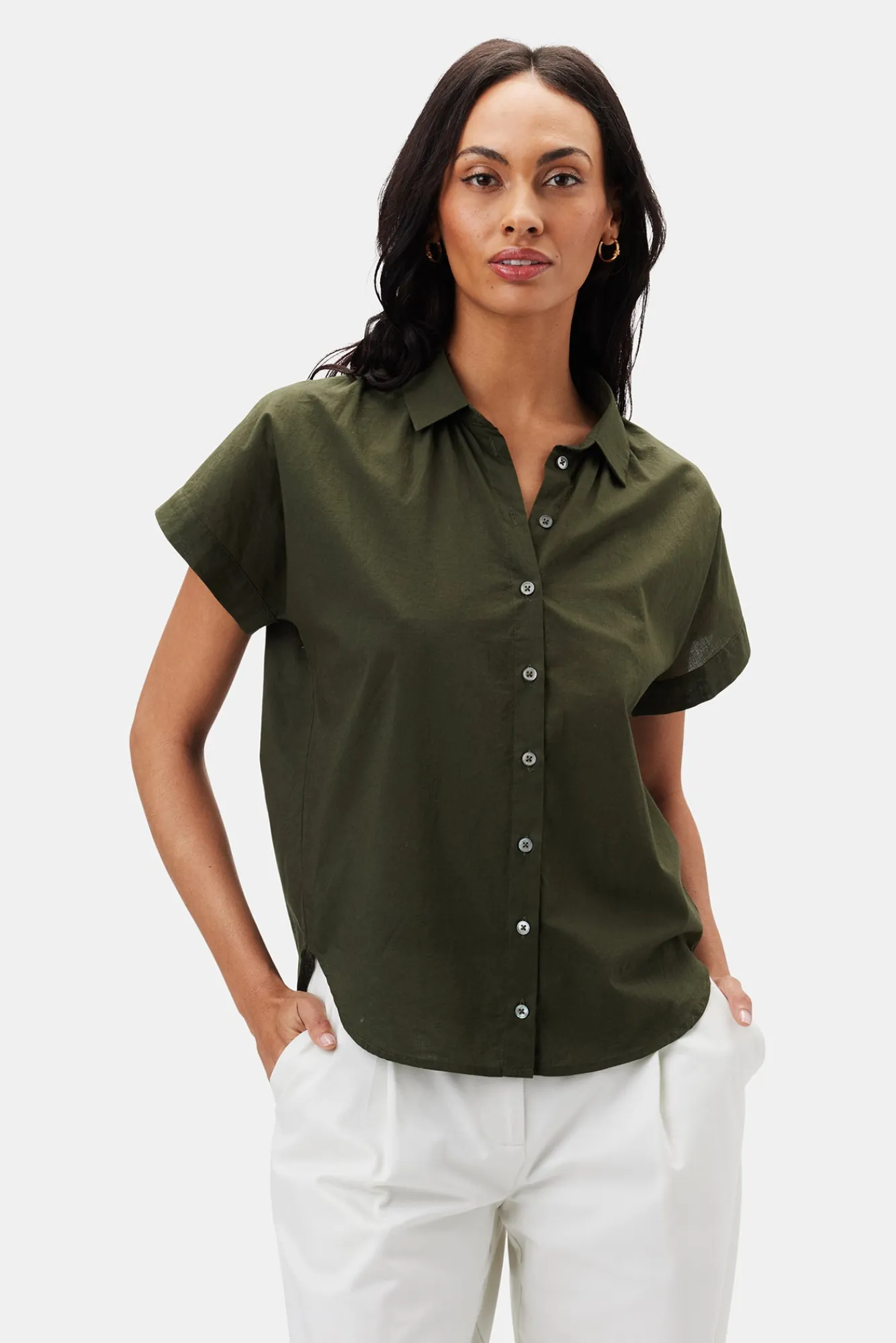 Amour Vert Renata Full Placket Blouse- Tops|Clearance