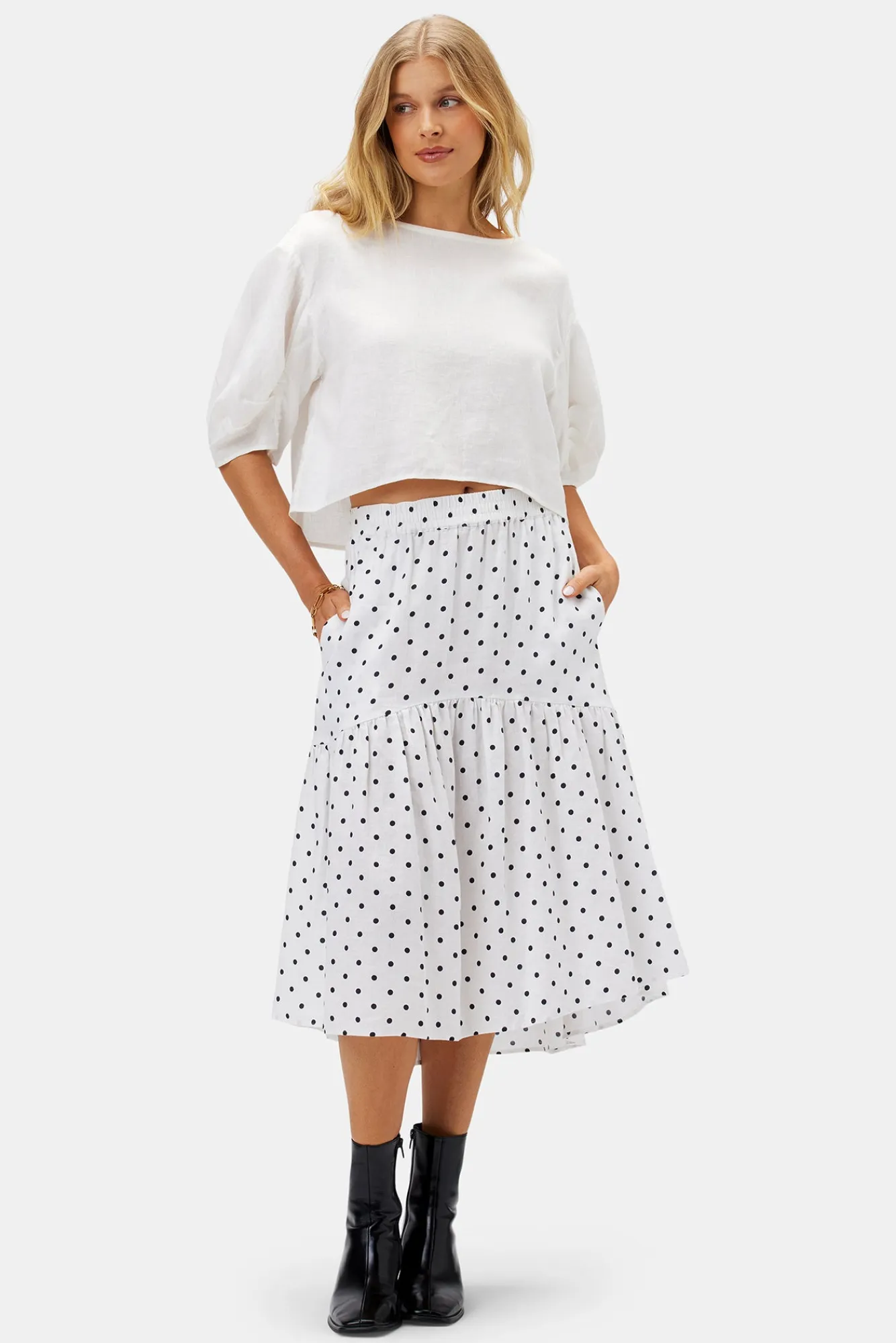 Amour Vert Lilly Pilly Lola Organic Linen Skirt- Skirts|Clearance