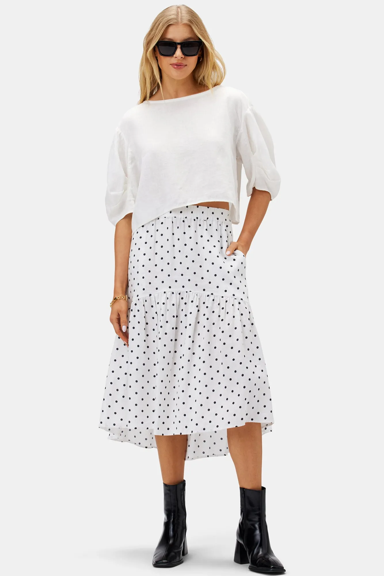 Amour Vert Lilly Pilly Lola Organic Linen Skirt- Skirts|Clearance