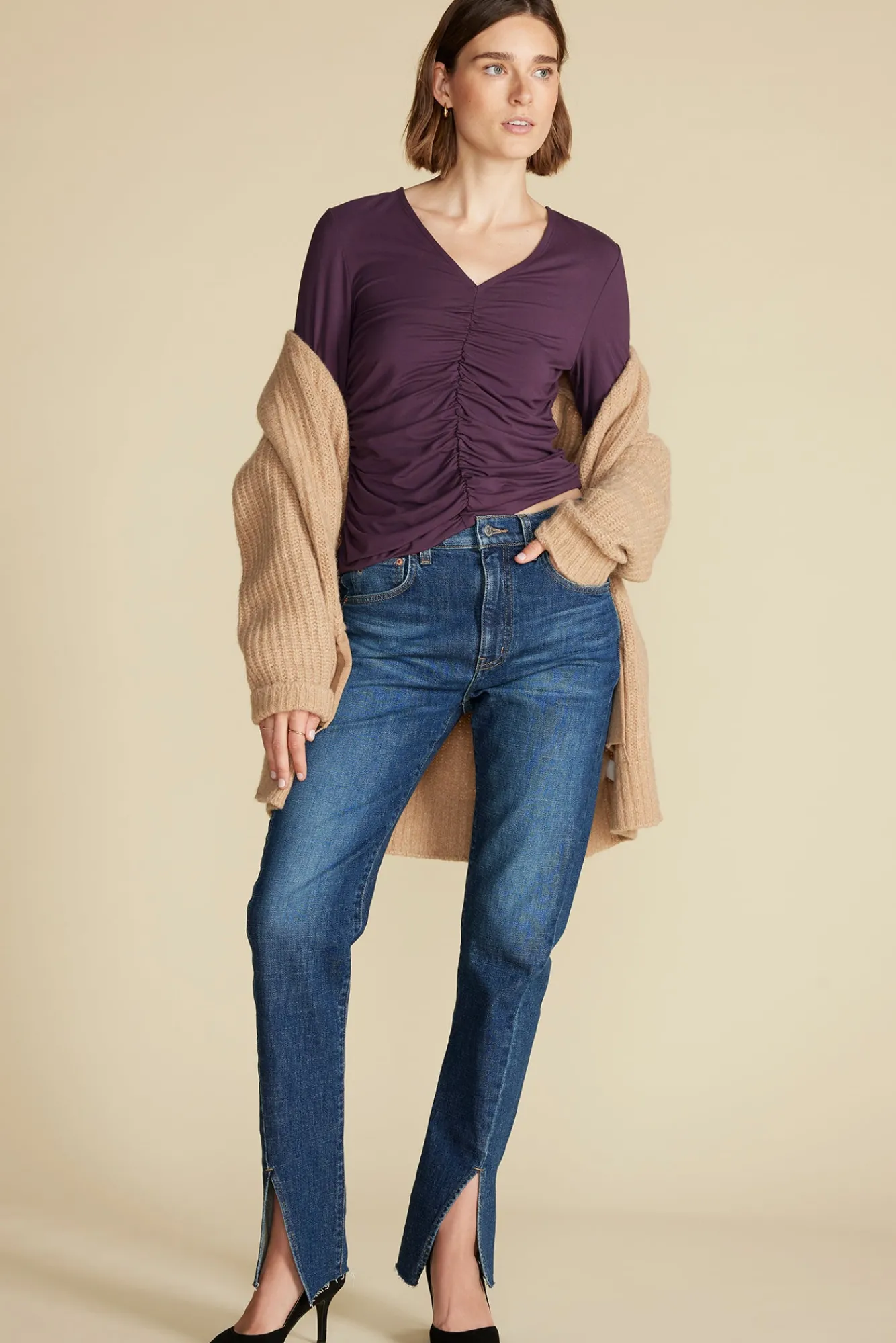 Amour Vert Elise Bamboo Knit Top- Tops|Clearance