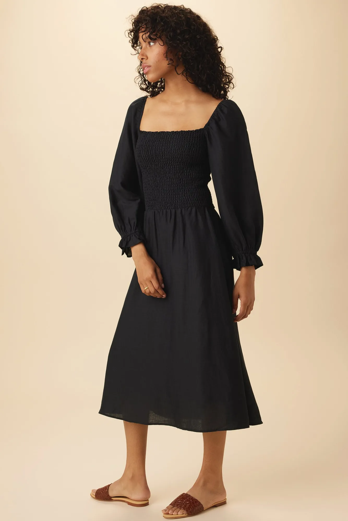 Amour Vert Averill Ramie Viscose Dress- Dresses|Clearance