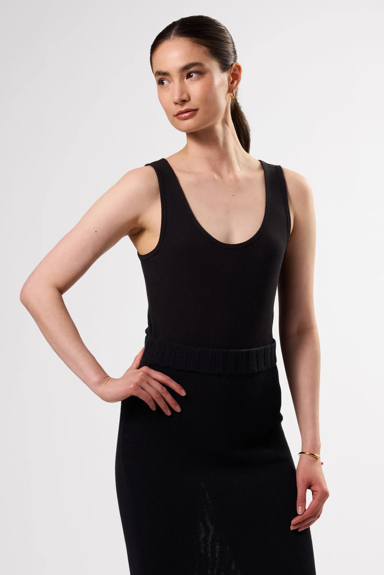 Amour Vert Elea Organic Cotton Modal Rib Bodysuit- Tops|Clearance